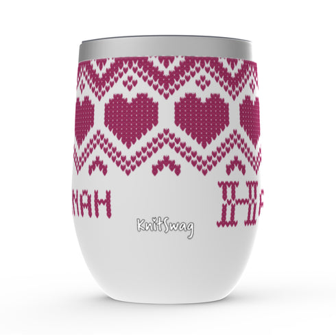 Fair Isle Hearts Stemless Wine Tumblers